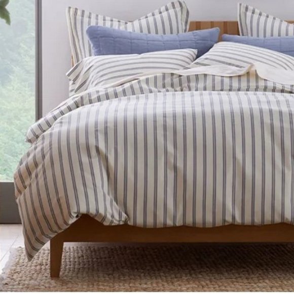 The Company Store Narrow Stripe Classic Cool Cotton Percale Pillow Sham-Euro - Picture 2 of 6